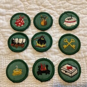 9 VINTAGE GIRL SCOUT BADGES 1960s 1970s